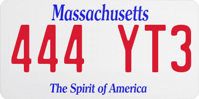 MA license plate 444YT3