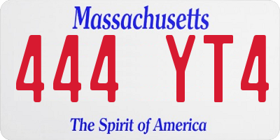 MA license plate 444YT4