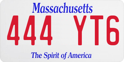 MA license plate 444YT6