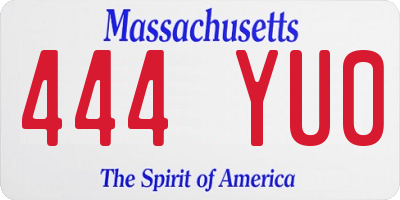 MA license plate 444YU0
