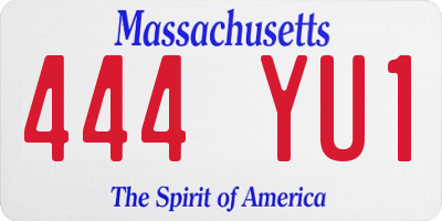MA license plate 444YU1