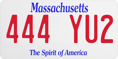 MA license plate 444YU2