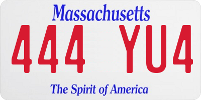 MA license plate 444YU4