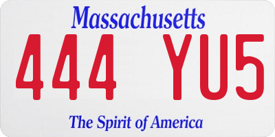 MA license plate 444YU5
