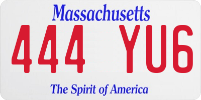 MA license plate 444YU6