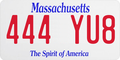 MA license plate 444YU8