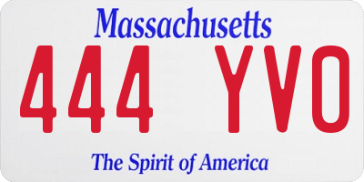 MA license plate 444YV0