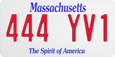 MA license plate 444YV1