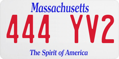 MA license plate 444YV2