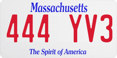 MA license plate 444YV3