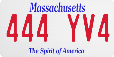 MA license plate 444YV4
