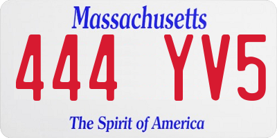 MA license plate 444YV5