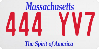 MA license plate 444YV7