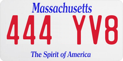 MA license plate 444YV8