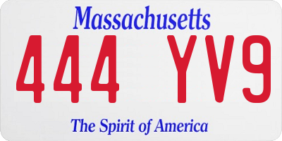 MA license plate 444YV9