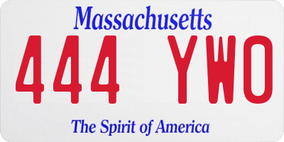 MA license plate 444YW0