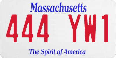 MA license plate 444YW1