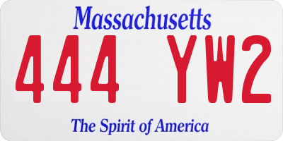 MA license plate 444YW2