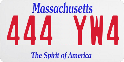 MA license plate 444YW4