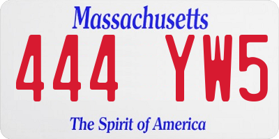 MA license plate 444YW5