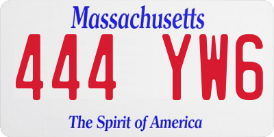 MA license plate 444YW6