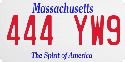 MA license plate 444YW9