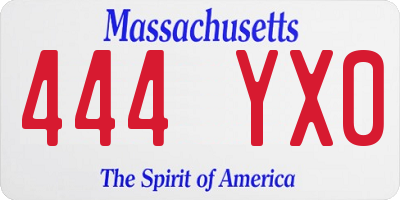 MA license plate 444YX0