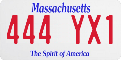 MA license plate 444YX1