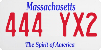 MA license plate 444YX2