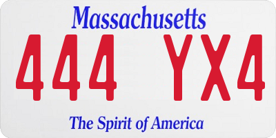 MA license plate 444YX4
