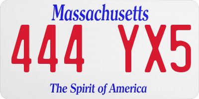 MA license plate 444YX5