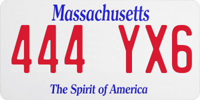 MA license plate 444YX6