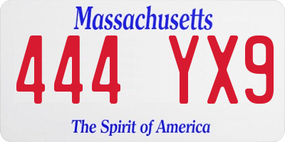 MA license plate 444YX9