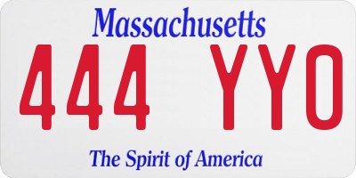 MA license plate 444YY0