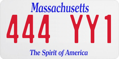 MA license plate 444YY1