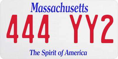 MA license plate 444YY2