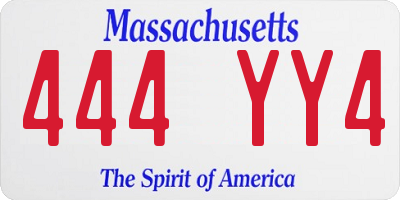 MA license plate 444YY4
