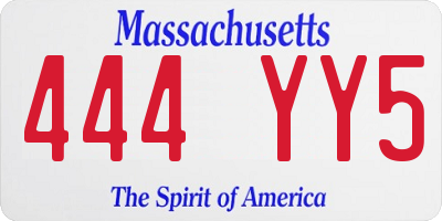 MA license plate 444YY5