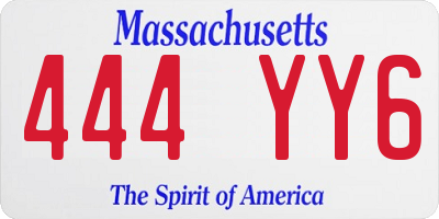 MA license plate 444YY6