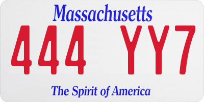 MA license plate 444YY7