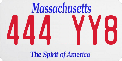 MA license plate 444YY8