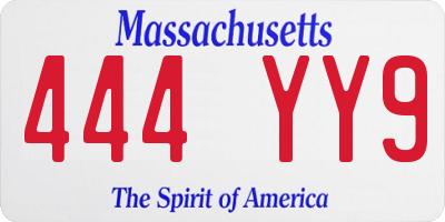 MA license plate 444YY9
