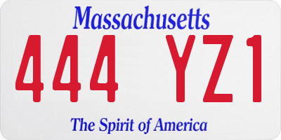 MA license plate 444YZ1