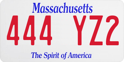 MA license plate 444YZ2
