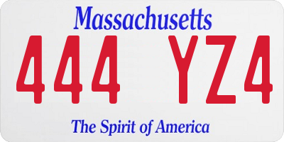 MA license plate 444YZ4