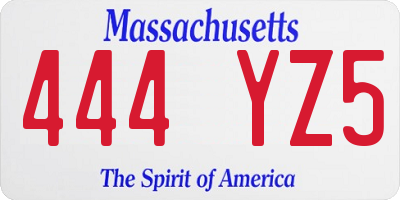 MA license plate 444YZ5