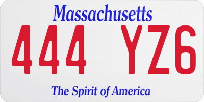 MA license plate 444YZ6