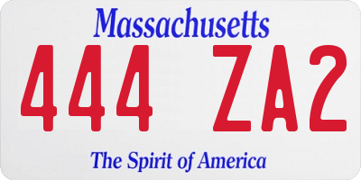 MA license plate 444ZA2