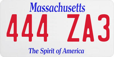 MA license plate 444ZA3