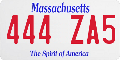 MA license plate 444ZA5